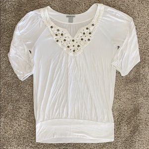 White Blouse with Beading